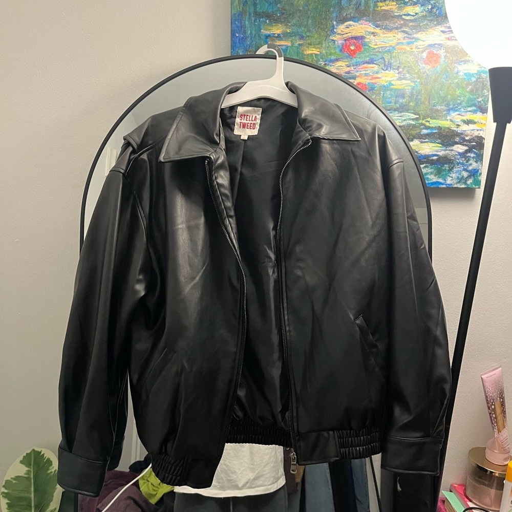 Stella Tweed Classic Black Leather Jacket